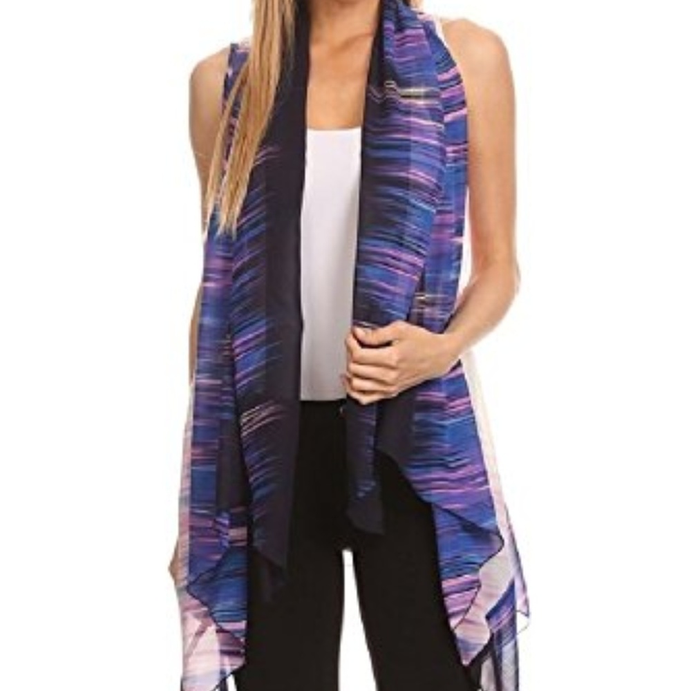 Lightweight Sleeveless Draped Open Front Cardigan
